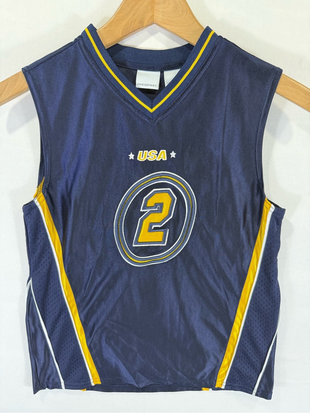 Prospirit Navy and Yellow Kids USA Basketball Jersey Tank